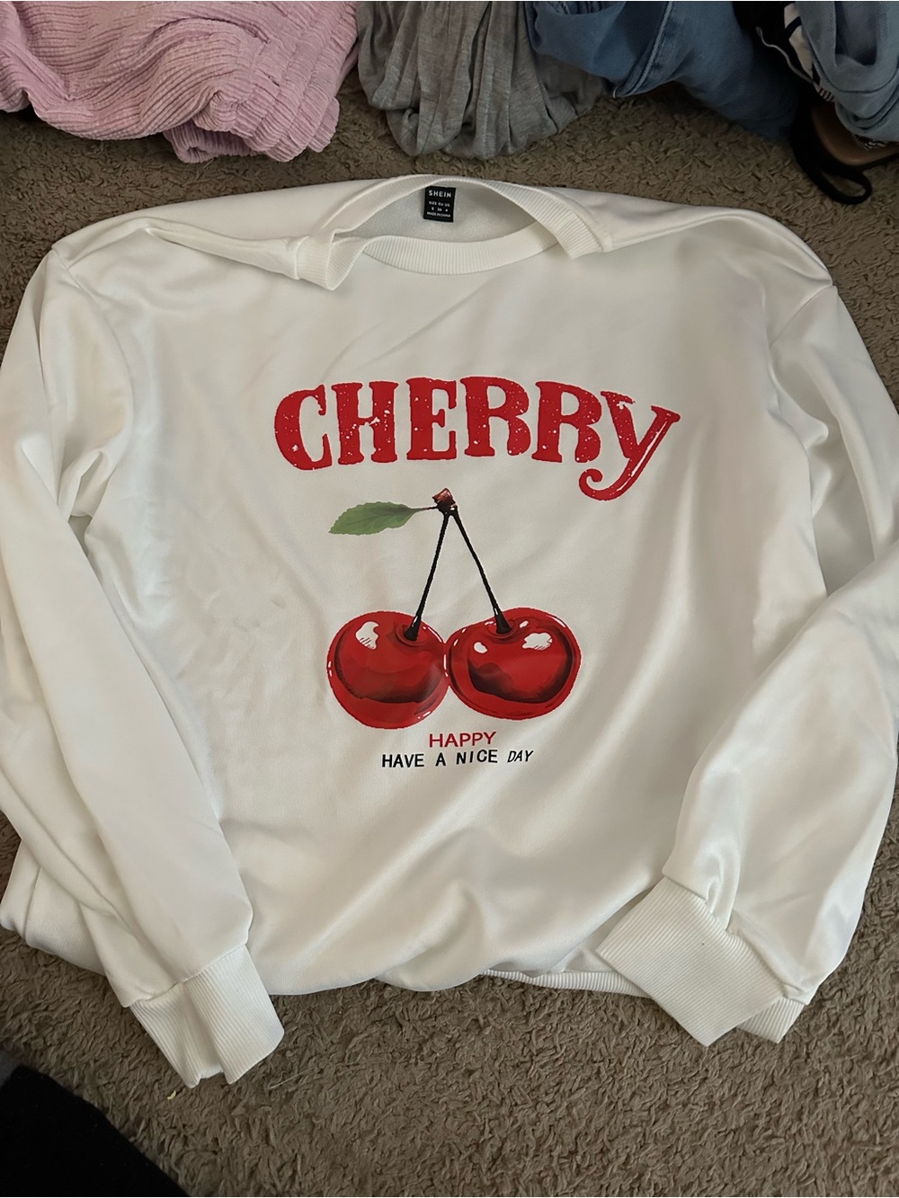Women Cherry Graphic sweats 3pc Set - White and Red - Picture 3 of 4